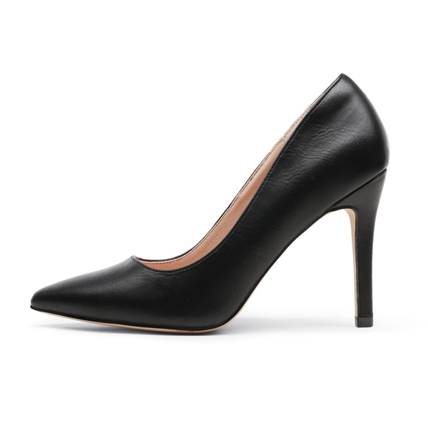 Pointed Toe High Heel Pump Shoes - BLACK PU - 2